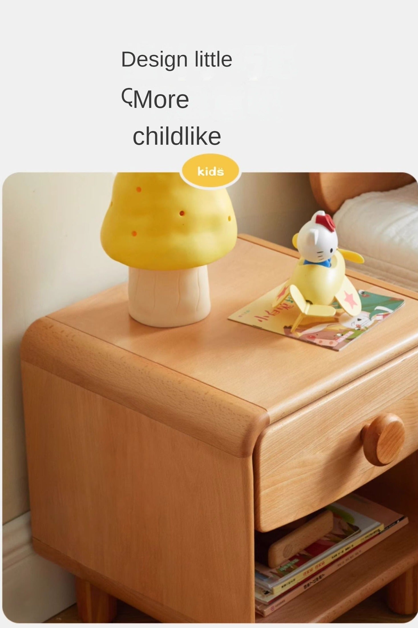 Beech Solid Wood Kids Nightstand