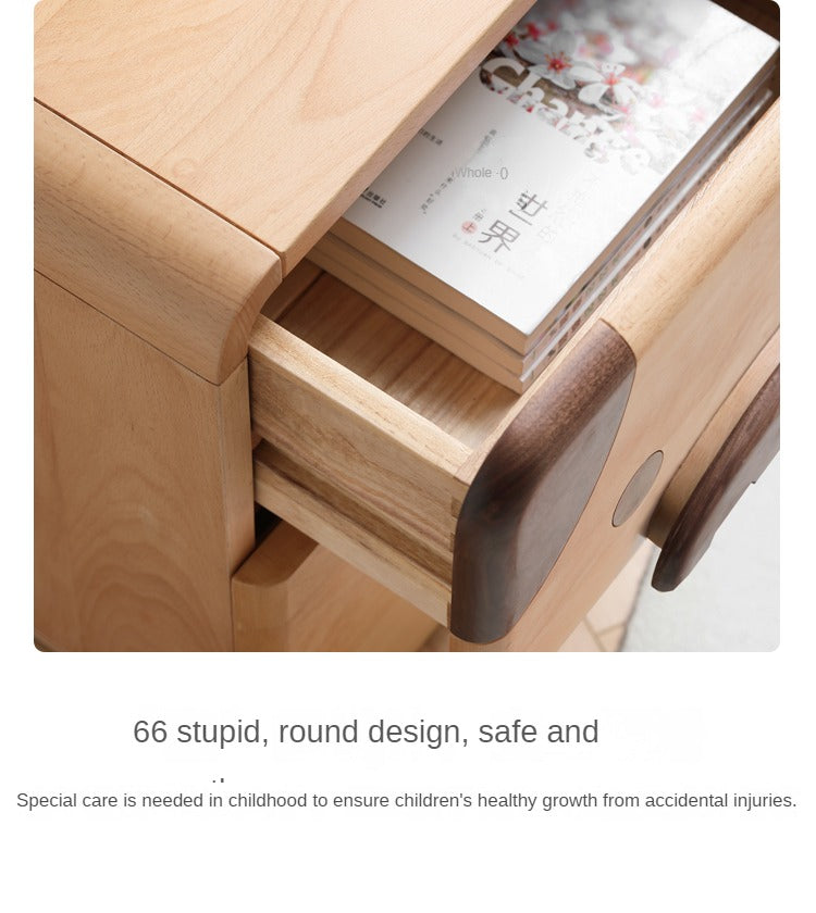 Beech Solid Wood Cartoon Nightstand