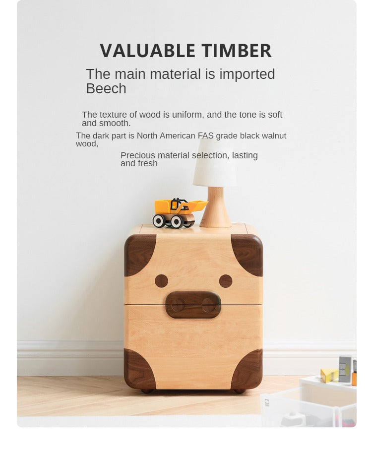 Beech Solid Wood Cartoon Nightstand