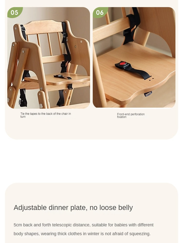 Beech Solid Wood Baby Lifting Dining Chair