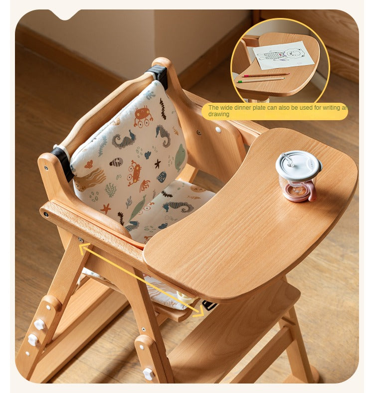 Beech Solid Wood Baby Lifting Dining Chair