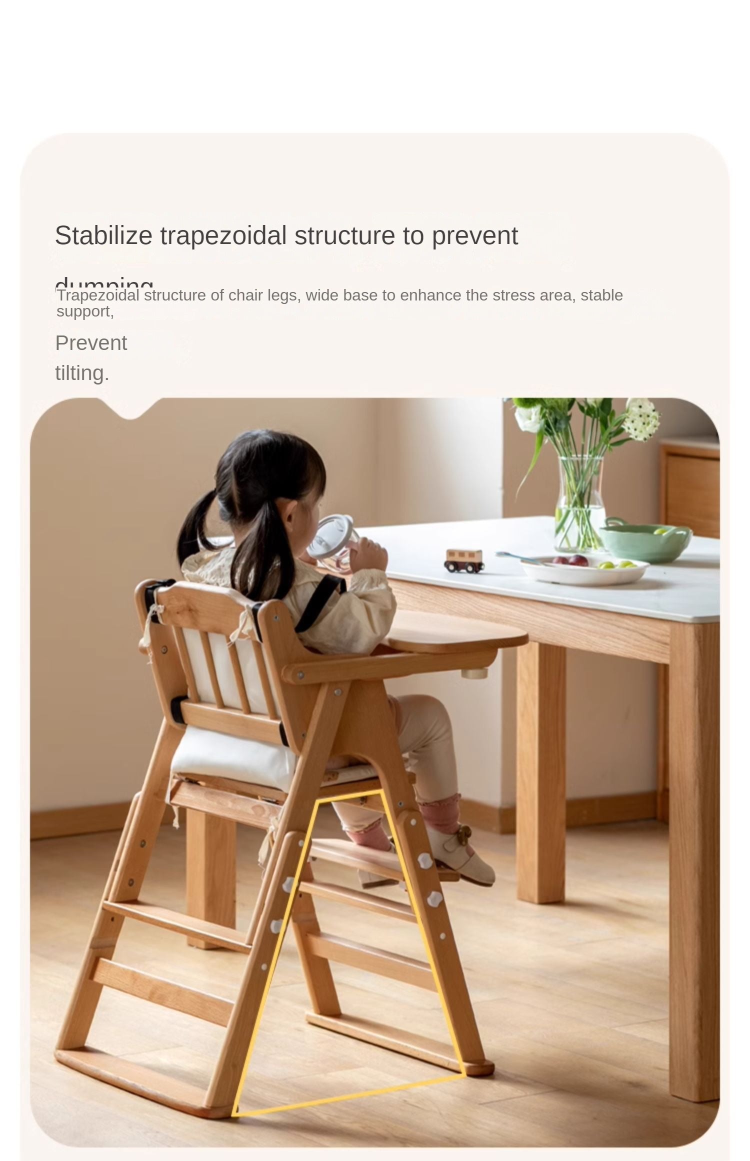 Beech Solid Wood Baby Lifting Dining Chair.