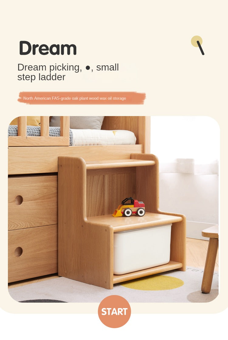Oak, Beech Solid Wood, Solid RubberWood Small Footstool