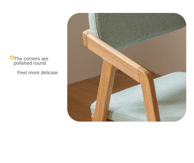 Oak Solid Wood Adjustable Height Kids Soft Chair.