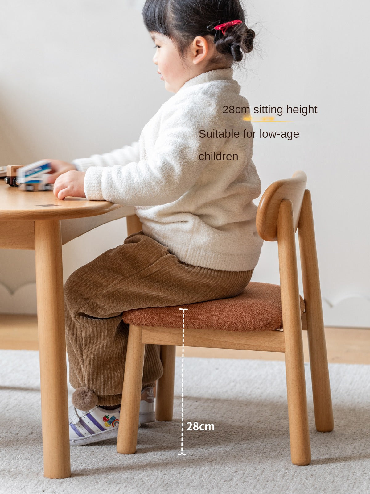 Oak, Beech Solid Wood Kids Small Chair.