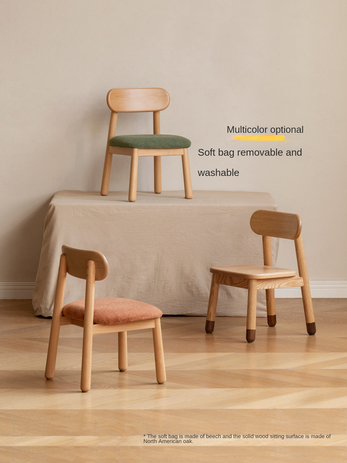 Oak, Beech Solid Wood Kids Small Chair.