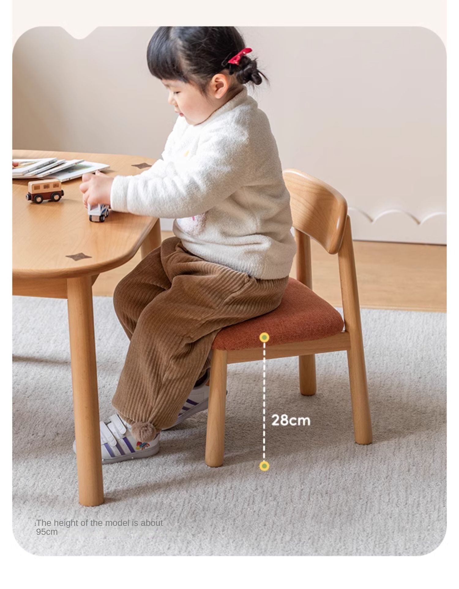 Oak, Beech Solid Wood Kids Small Chair.