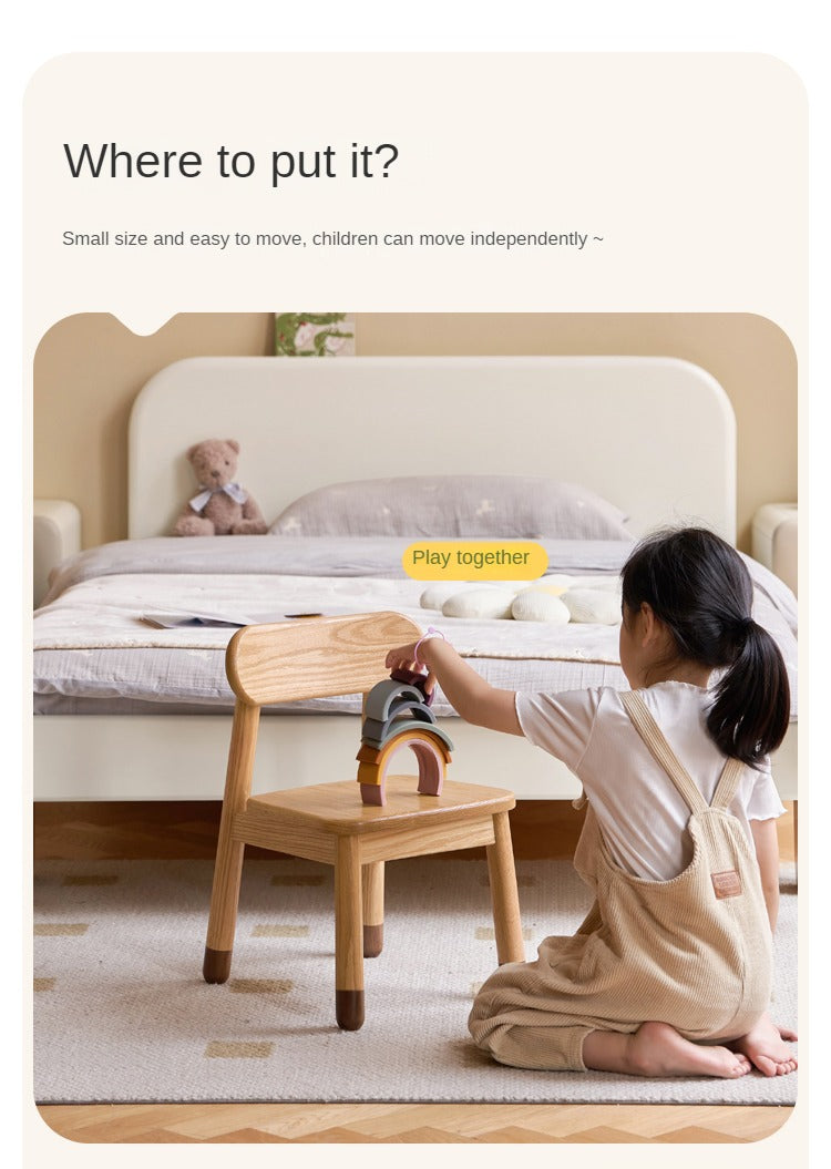 Oak, Beech Solid Wood Kids Small Chair.