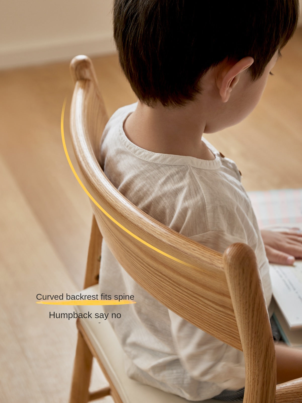 Oak Solid Wood Kids Chair Height-Adjustable.