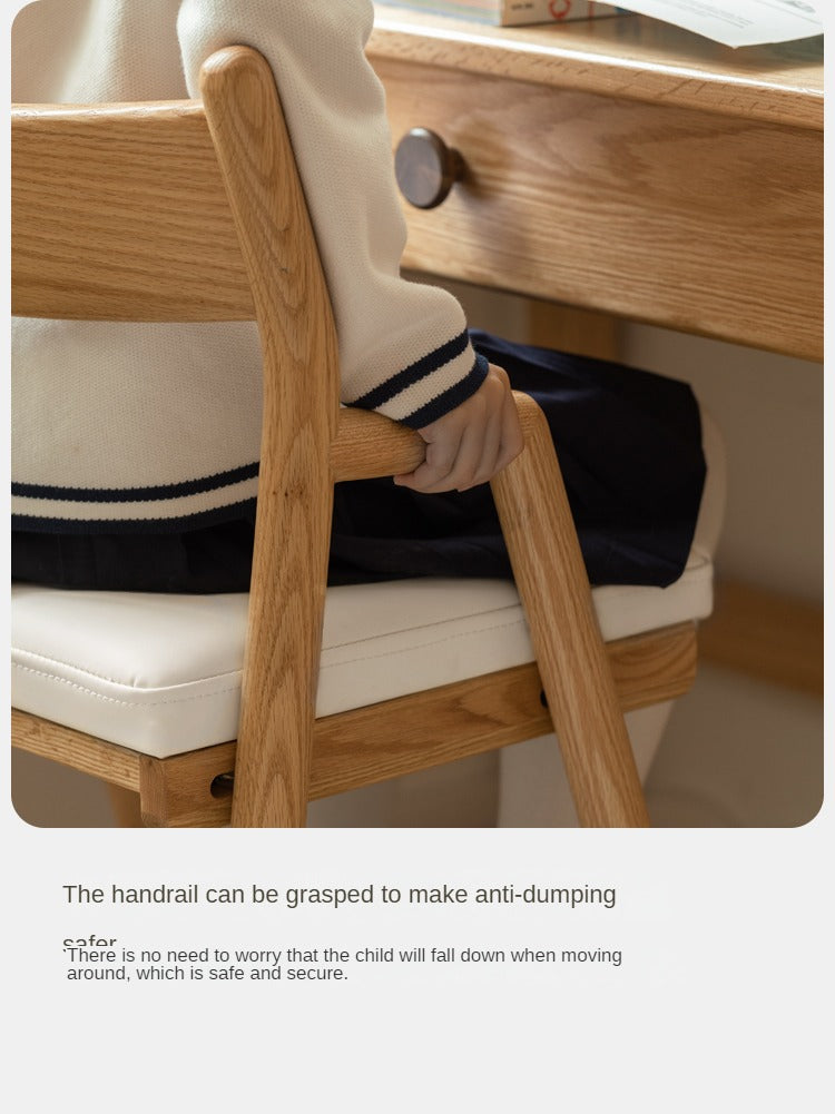 Oak Solid Wood Kids Chair Height-Adjustable.