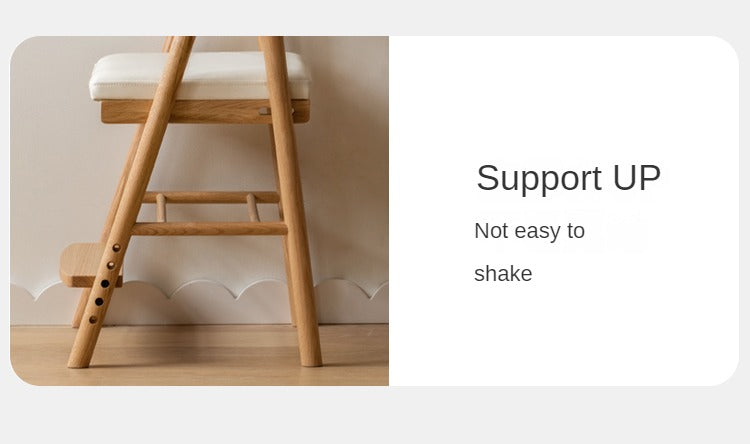 Oak Solid Wood Kids Chair Height-Adjustable.