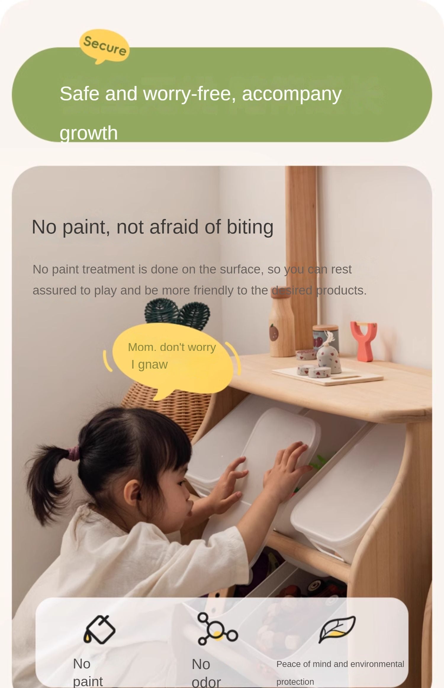 Poplar Solid Wood Kids Book, Toy Combination Storage Rack
