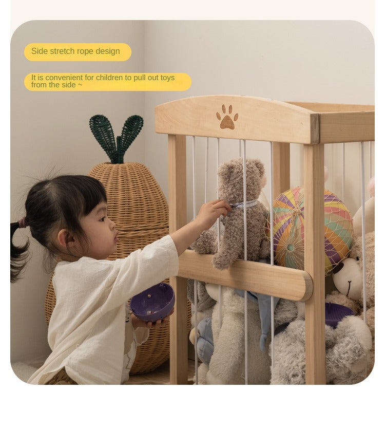 Poplar Solid Wood Kids Book, Toy Combination Storage Rack