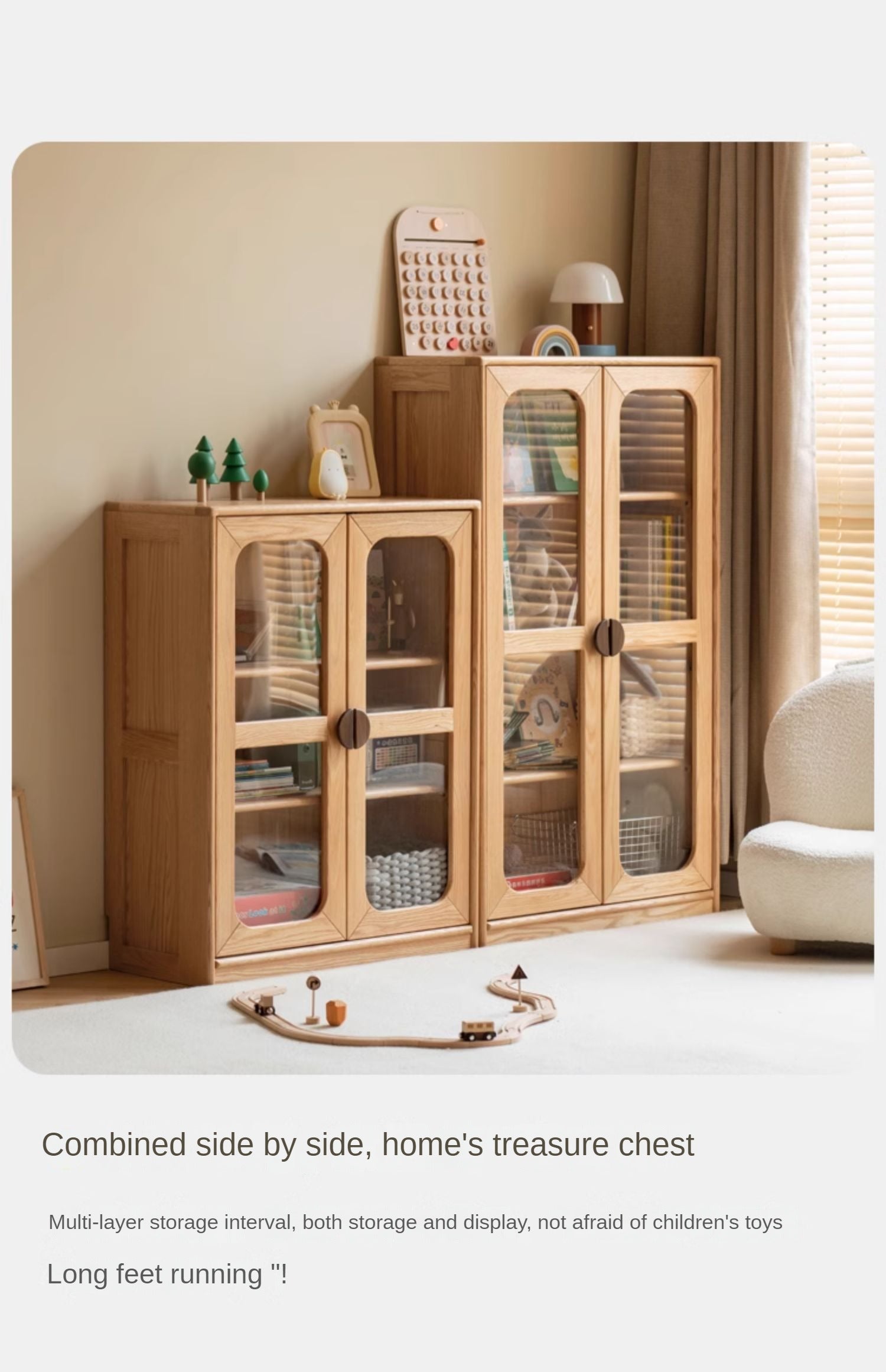 Oak Solid Wood Kids Bookcase Combination Bookshelf