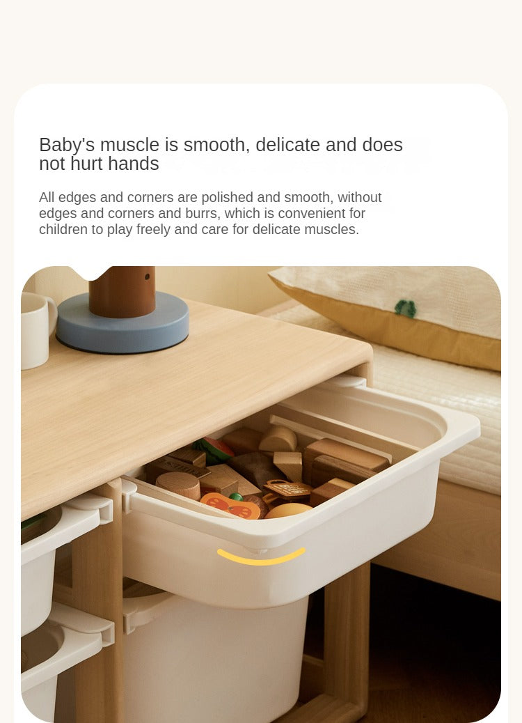 Poplar Solid Wood Children's Storage Rack Montessori Toy Storage