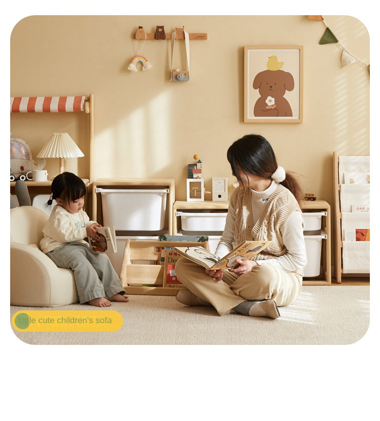 Poplar Solid Wood Children's Storage Rack Montessori Toy Storage