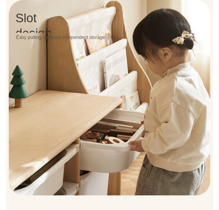 Poplar Solid Wood Children's Storage Rack Montessori Toy Storage