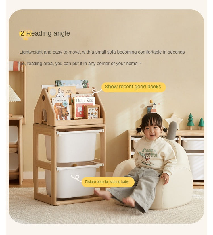 Poplar Solid Wood Children's Storage Rack Montessori Toy Storage