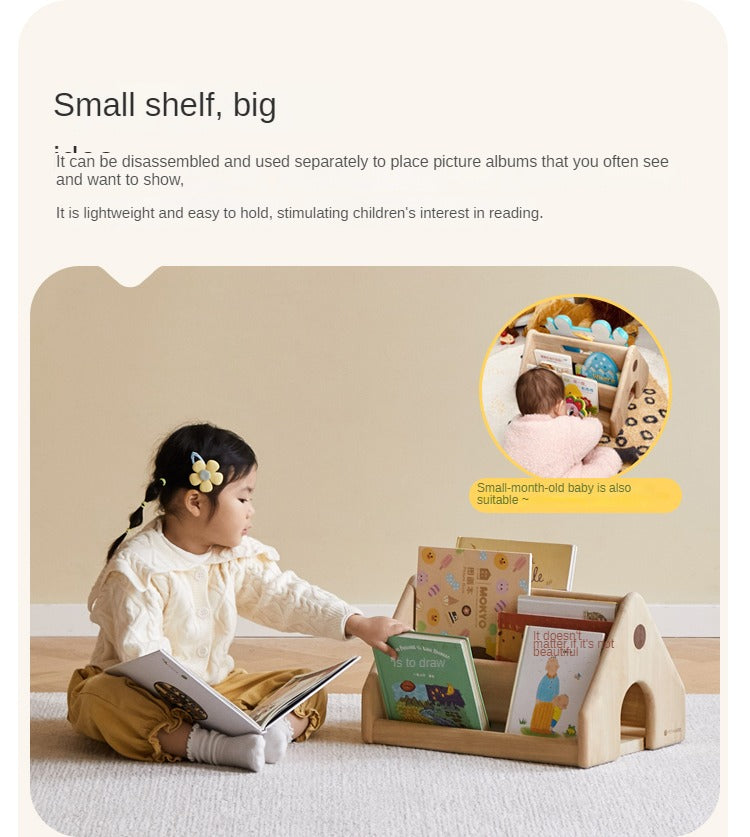 Poplar Solid Wood Children's Storage Rack Montessori Toy Storage