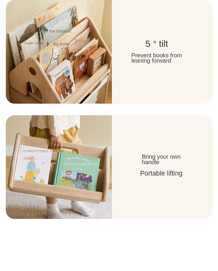 Poplar Solid Wood Children's Storage Rack Montessori Toy Storage
