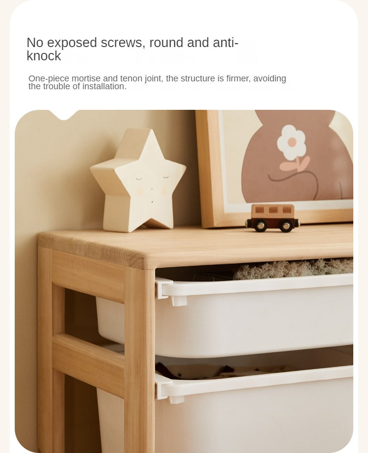 Poplar Solid Wood Children's Storage Rack Montessori Toy Storage