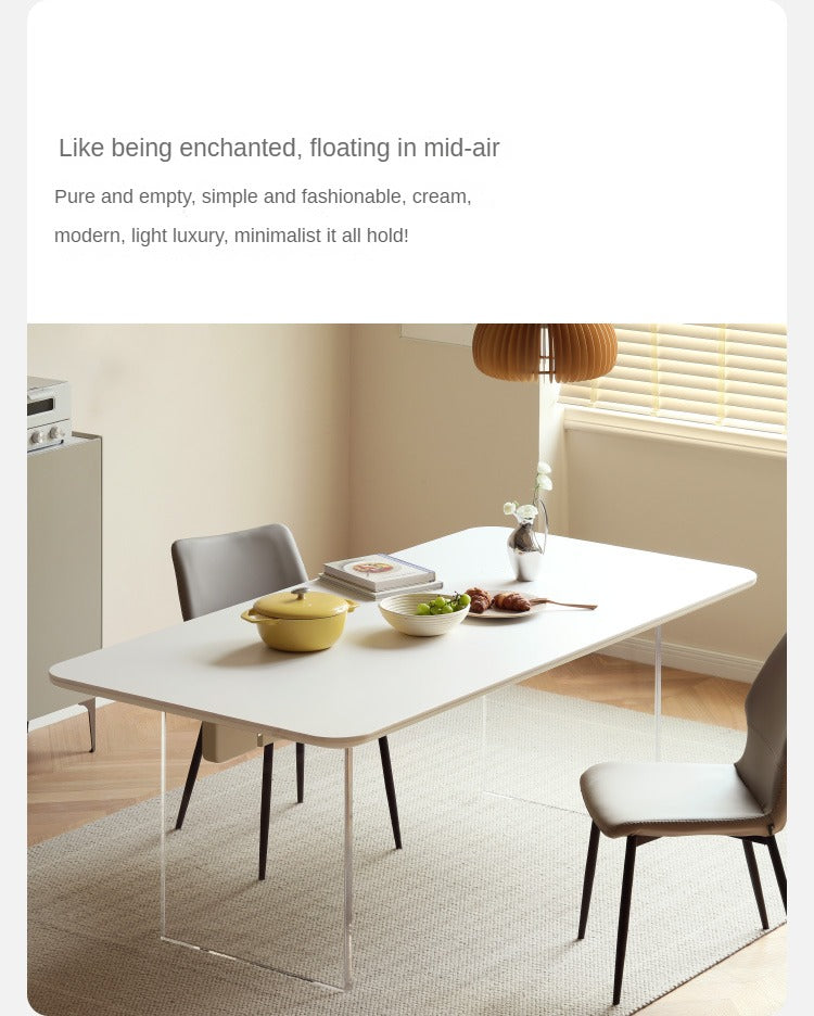 Solid Rubberwood Suspended Dining Table With Slate Top