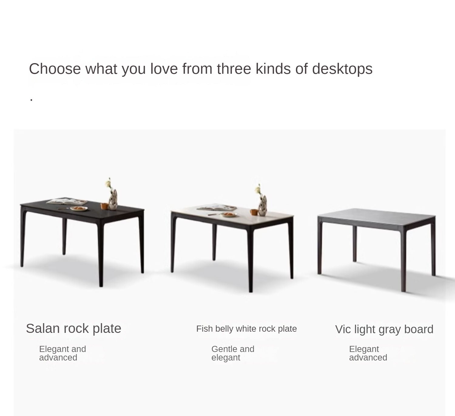 Oak Solid Wood, Solid RubberWood Dining Table Rock Slab Surface