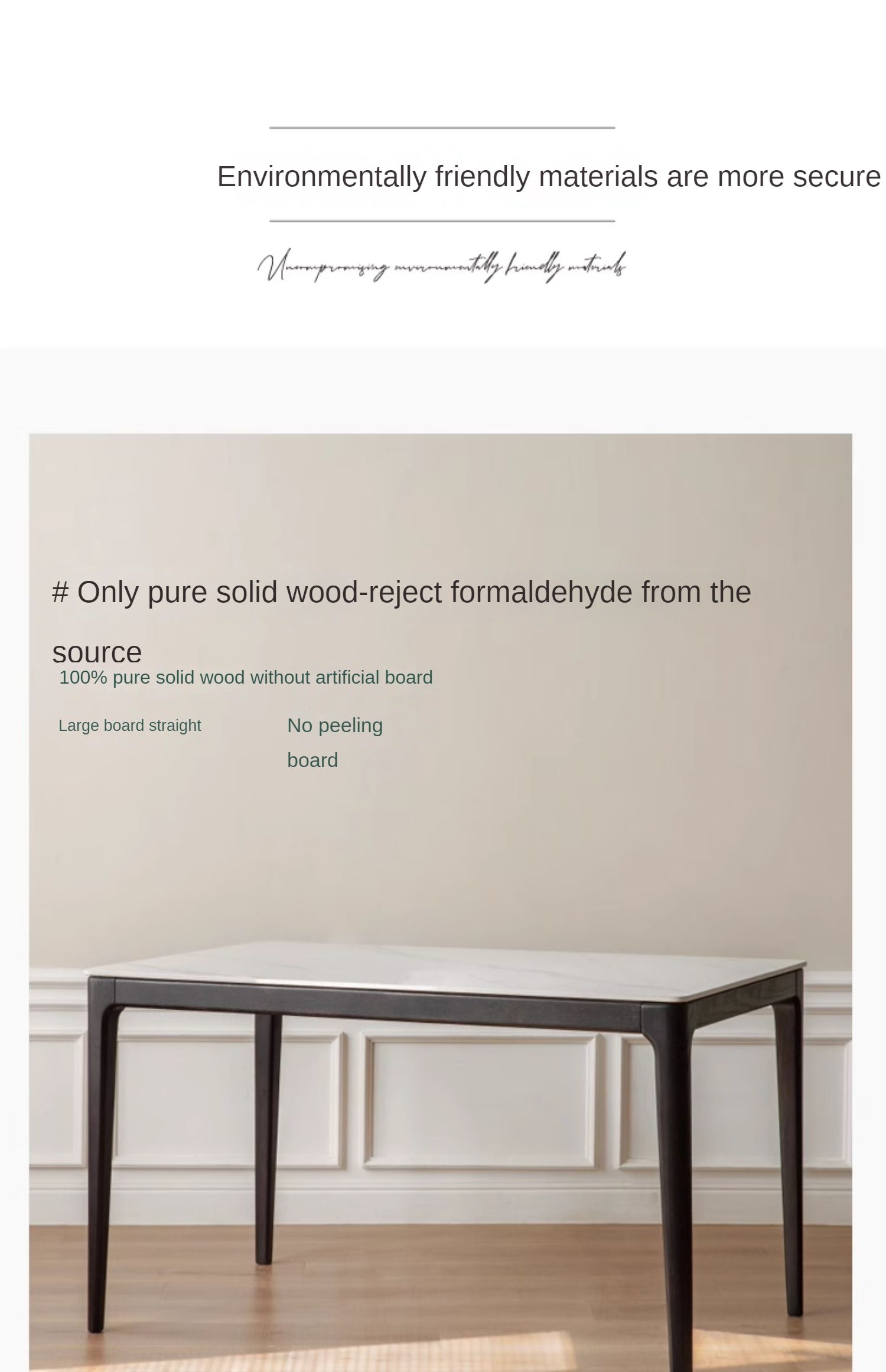 Oak Solid Wood, Solid RubberWood Dining Table Rock Slab Surface