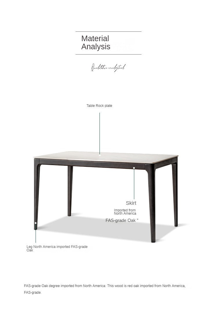 Oak Solid Wood, Solid RubberWood Dining Table Rock Slab Surface