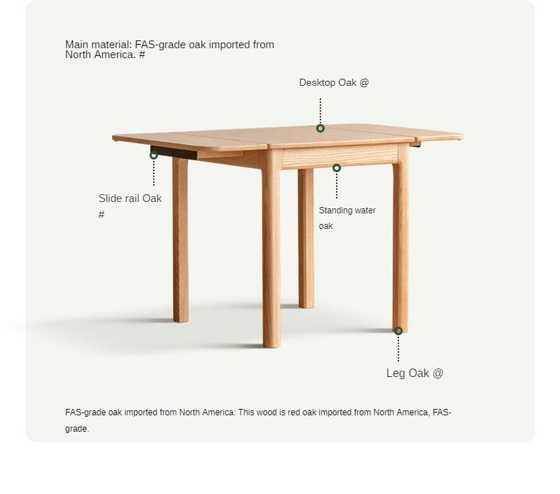 Oak Solid Wood Folding Dining Table