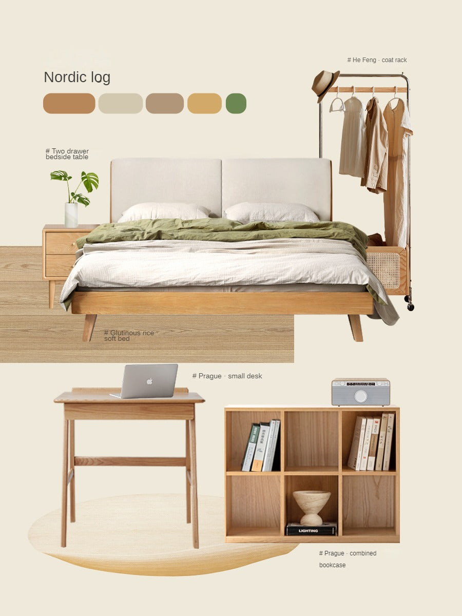 Rubberwood, Oak solid wood Soft Bed