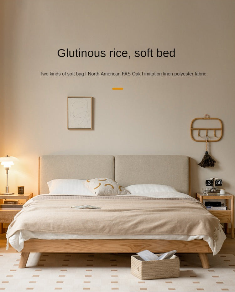 Rubberwood, Oak solid wood Soft Bed