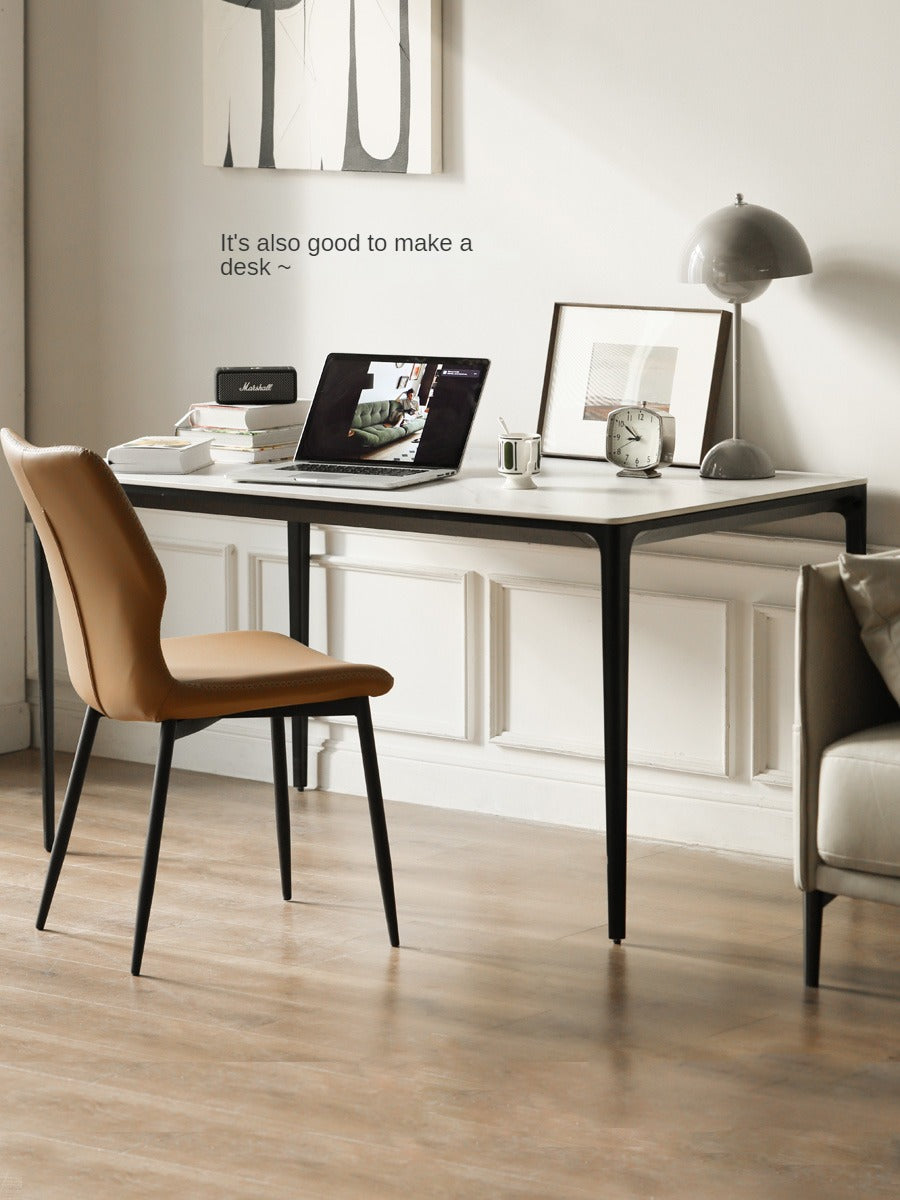 Rock Slab+Metal Italian Light Luxury Black Dining Table