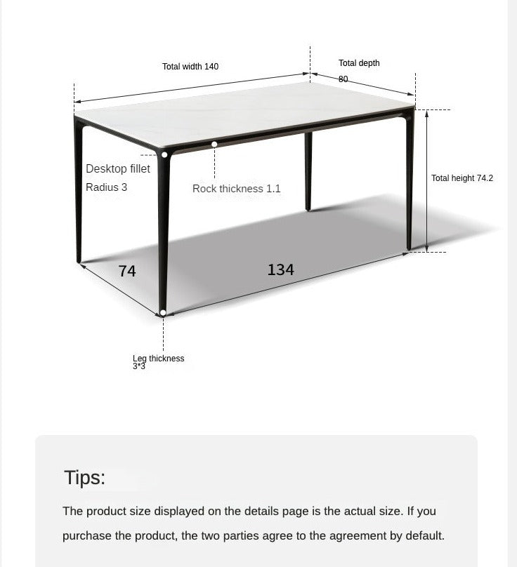 Rock Slab+Metal Italian Light Luxury Black Dining Table