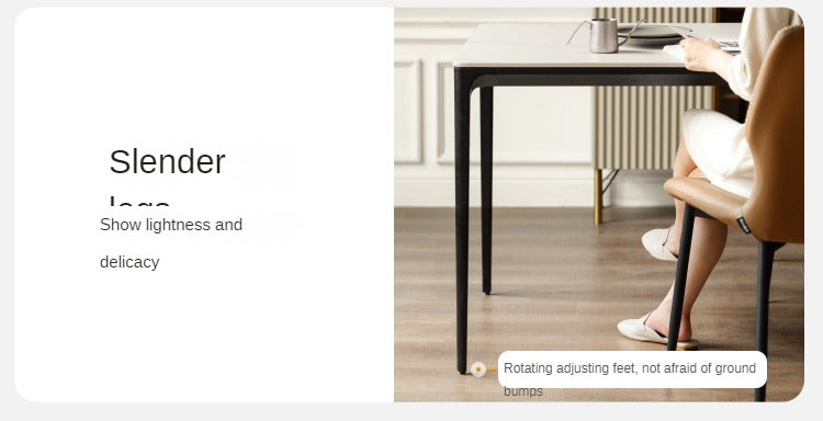 Rock Slab+Metal Italian Light Luxury Black Dining Table