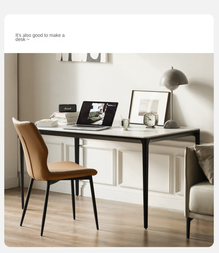 Rock Slab+Metal Italian Light Luxury Black Dining Table