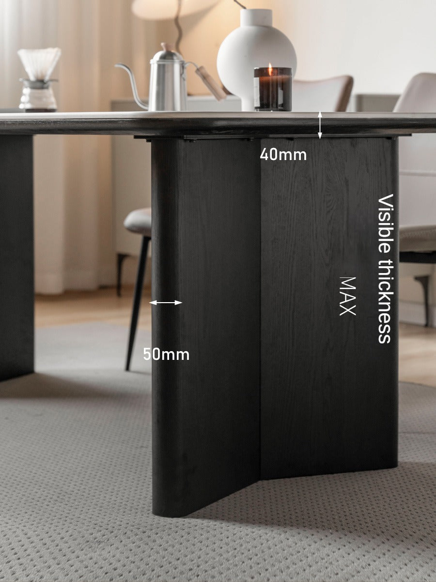 Oak Solid Wood, Solid Rubberwood Slate Italian Dining Table