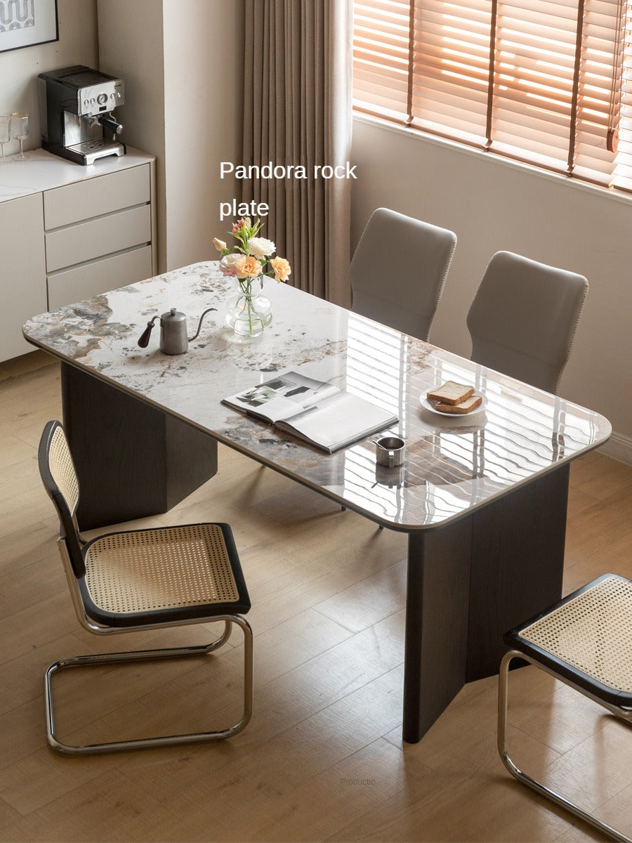 Oak Solid Wood, Solid Rubberwood Slate Italian Dining Table