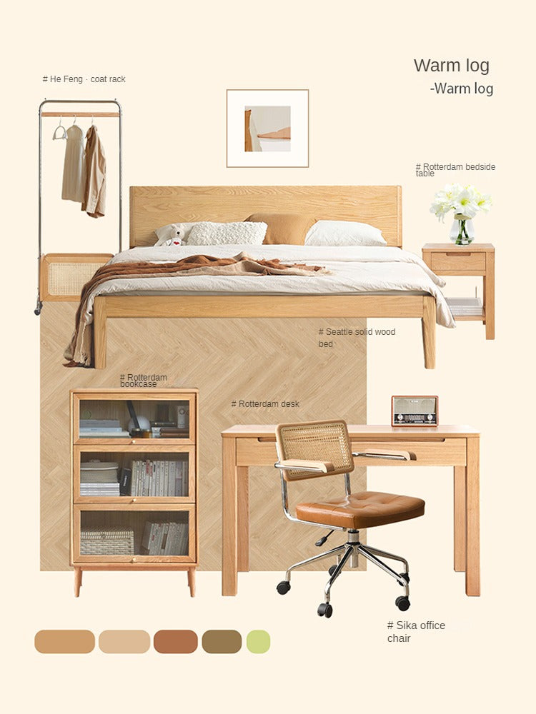 Oak Solid Wood with LED Light Bed