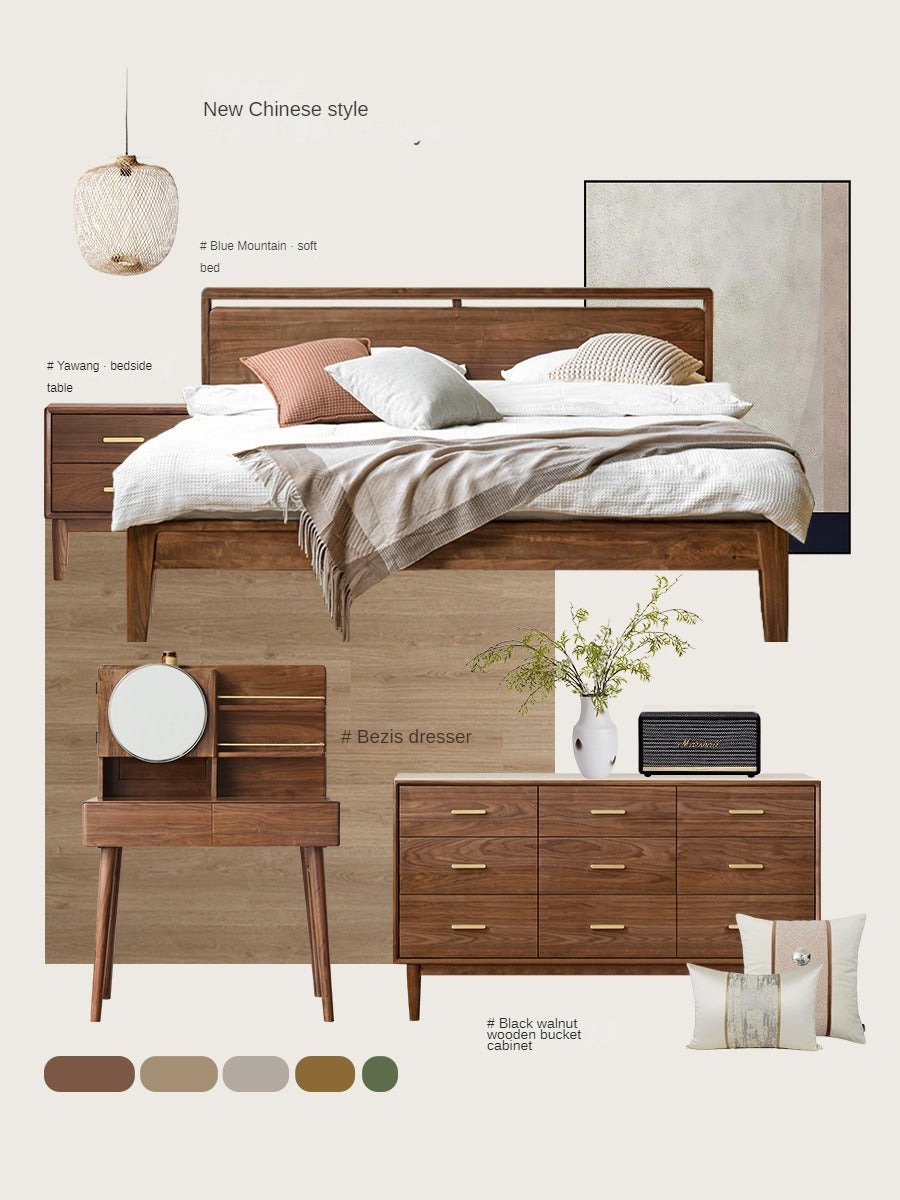 Black Walnut Solid Wood Bed
