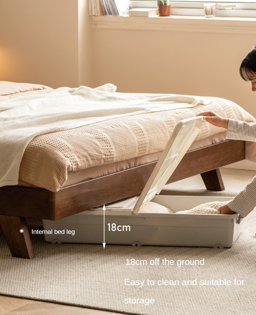 Oak Solid Wood with Fabric Upholstery Bed