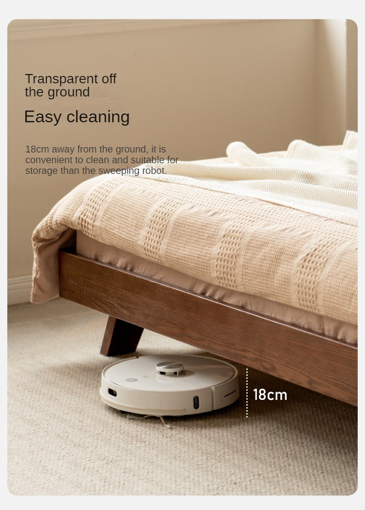 Oak Solid Wood with Fabric Upholstery Bed