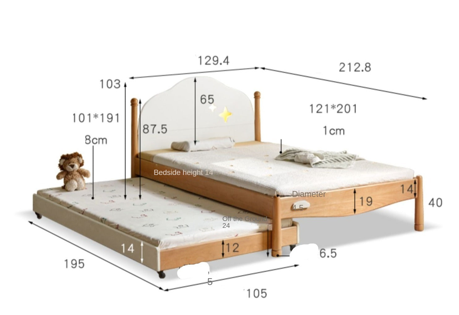 Beech solid wood Kids bed multi-functional bunk bed<