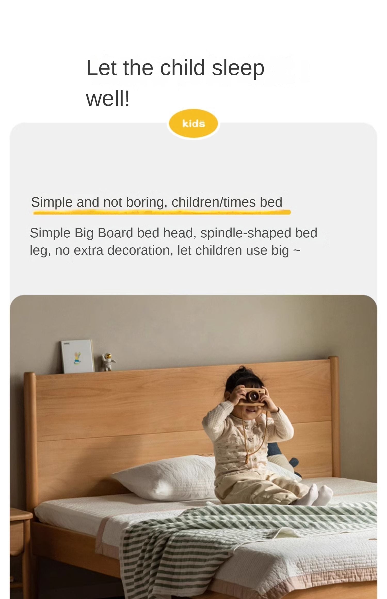 Beech solid wood Bed simple boys and girls<