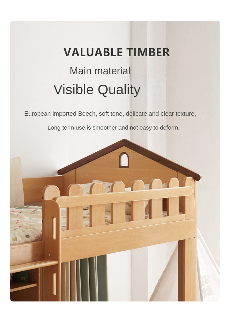 Beech solid wood Multi-functional high bed<