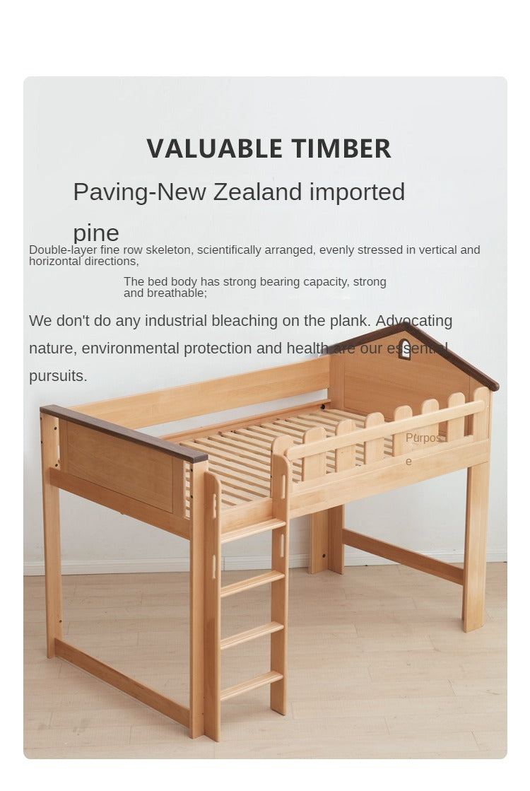 Beech solid wood Multi-functional high bed<