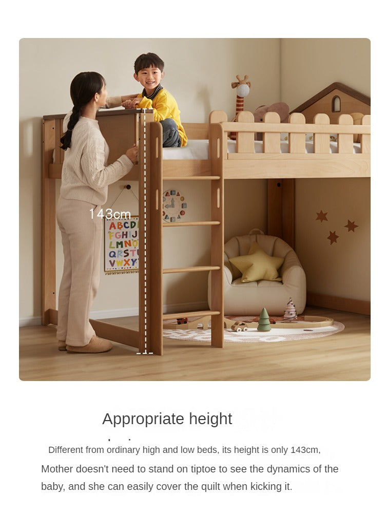 Beech solid wood Multi-functional high bed<