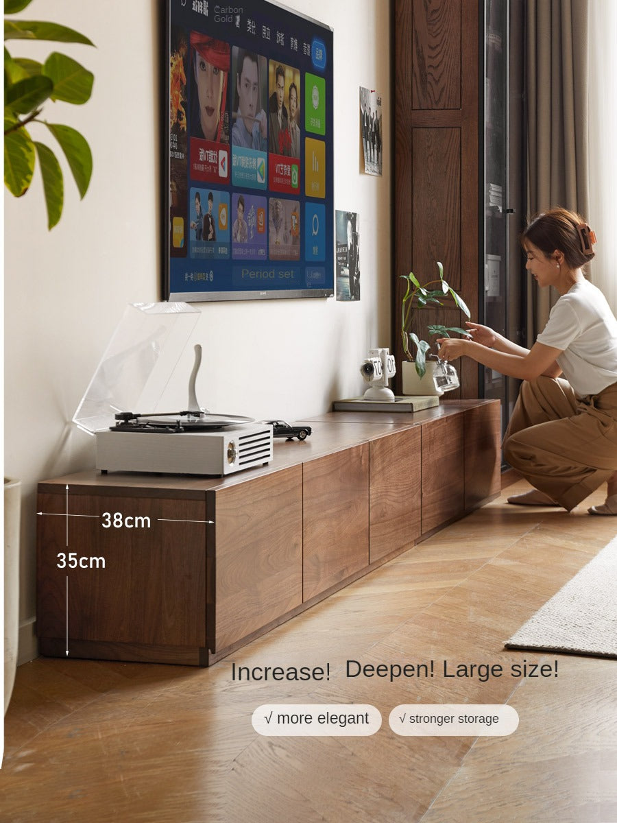 Black Walnut, Ash Solid Wood Floor Splicing Floor TV Cabinet.