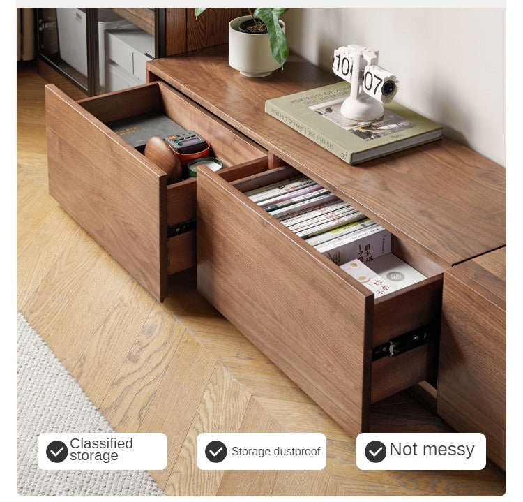 Black Walnut, Ash Solid Wood Floor Splicing Floor TV Cabinet.