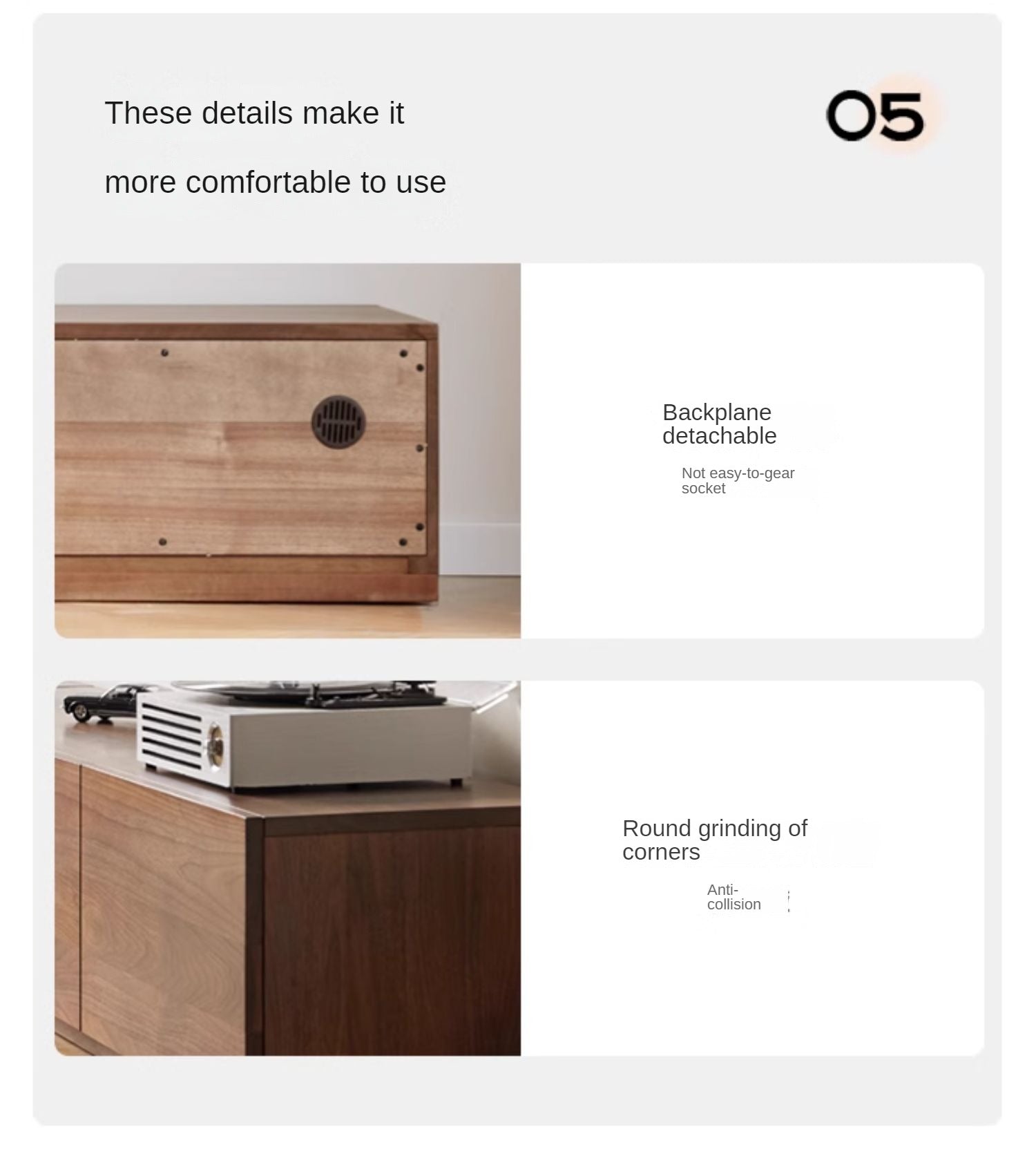 Black Walnut, Ash Solid Wood Floor Splicing Floor TV Cabinet.